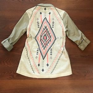 Blu Pepper Embroidered Back Anorak